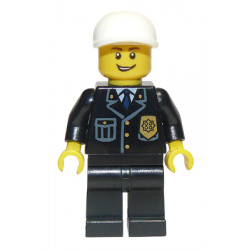 Police - City Suit with Blue Tie and Badge, Black Legs, White Short Bill Cap, Open Grin – ГРАДСКИ