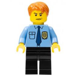 Police - City Shirt with Dark Blue Tie and Gold Badge, Black Legs, Dark Orange Short Tousled Hair – ГРАДСКИ