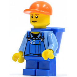 Overalls with Tools in Pocket Blue, Orange Short Bill Cap, Blue Short Legs, D-Basket, Reddish Brown Eyebrows – ГРАДСКИ