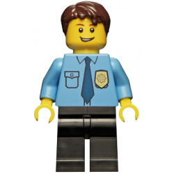 Police - City Shirt with Dark Blue Tie and Gold Badge, Black Legs, Dark Brown Short Tousled Hair – ГРАДСКИ