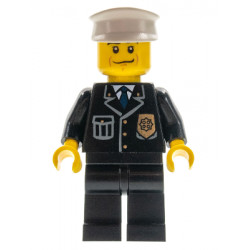 Police - City Suit with Blue Tie and Badge, Black Legs, Black Eyebrows, White Hat – ГРАДСКИ