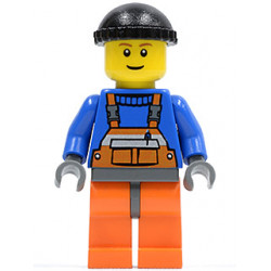 Overalls with Safety Stripe Orange, Orange Legs and Dark Bluish Gray Hips, Black Knit Cap – ГРАДСКИ