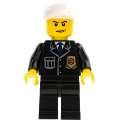 Police - City Suit with Blue Tie and Badge, Black Legs, White Short Bill Cap, Scowl – ГРАДСКИ