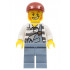 Police - Jail Prisoner Torn Overalls over Prison Stripes, Sand Blue Legs, Dark Red Short Bill Cap – ГРАДСКИ