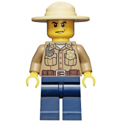 Forest Police - Dark Tan Shirt with Pockets, Radio and Gold Badge, Dark Blue Legs, Campaign Hat, Angry Eyebrows and Scowl, White Pupils – ГРАДСКИ