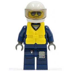 Forest Police - Helicopter Pilot, Dark Blue Flight Suit with Badge, Helmet, Life Jacket Center Buckle, Black and Pearl Dark Gray Sunglasses – ГРАДСКИ