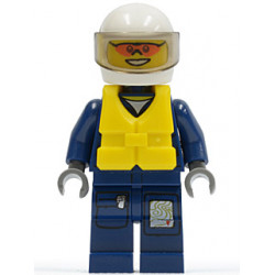 Forest Police - Helicopter Pilot, Dark Blue Flight Suit with Badge, Helmet, Life Jacket Center Buckle, Orange Sunglasses – ГРАДСКИ