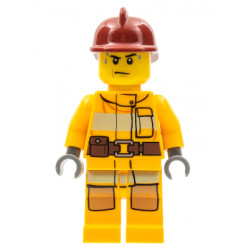 Fire - Bright Light Orange Fire Suit with Utility Belt, Dark Red Fire Helmet, Sweat Drops – ГРАДСКИ