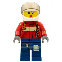 Fire - Pilot Female, Red Fire Suit with Carabiner, Dark Blue Legs with Map, White Helmet, Red Lips – ГРАДСКИ