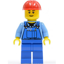 Overalls with Tools in Pocket Blue, Red Construction Helmet, Black Eyebrows, Thin Grin – ГРАДСКИ