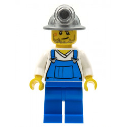 Miner - Overalls Blue over V-Neck Shirt, Blue Legs, Mining Helmet, Crooked Smile and Scar – ГРАДСКИ