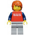 Red Shirt with 3 Silver Logos, Dark Blue Arms, Light Bluish-Gray Legs, Dark Orange Hair – ГРАДСКИ