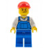 Overalls Blue over V-Neck Shirt, Blue Legs, Red Short Bill Cap, Crooked Smile – ГРАДСКИ