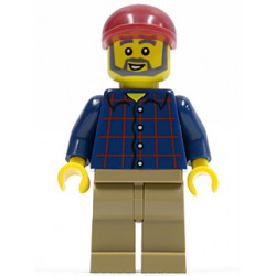 Plaid Button Shirt, Dark Tan Legs, Dark Red Short Bill Cap, Dark Bluish Gray Beard and Eyebrows – ГРАДСКИ