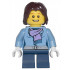 Medium Blue Jacket with Light Purple Scarf, Dark Blue Short Legs, Dark Brown Mid-Length Tousled Hair – ГРАДСКИ