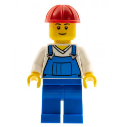 Overalls Blue over V-Neck Shirt, Blue Legs, Red Construction Helmet – ГРАДСКИ