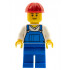 Overalls Blue over V-Neck Shirt, Blue Legs, Red Construction Helmet – ГРАДСКИ