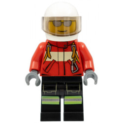 Fire - Pilot Male, Red Fire Suit with Carabiner, Reflective Stripes on Black Legs, White Helmet, Silver Sunglasses – ГРАДСКИ