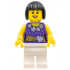 Female Dark Purple Blouse with Gold Sash and Flowers, White Legs, Black Bob Cut Hair – ГРАДСКИ