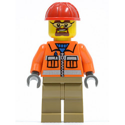 Construction Worker - Orange Zipper, Safety Stripes, Orange Arms, Dark Tan Legs, Red Construction Helmet, Safety Goggles – ГРАДСКИ