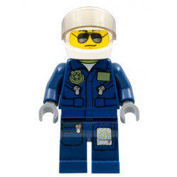Forest Police - Helicopter Pilot, Dark Blue Flight Suit with Badge, Helmet, Black and Silver Sunglasses, Black Eyebrows – ГРАДСКИ