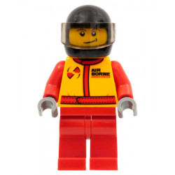 Monster Truck Driver, Racing Suit with Airborne Spoilers Logo, Black Helmet with Trans-Brown Visor, Crooked Smile – ГРАДСКИ