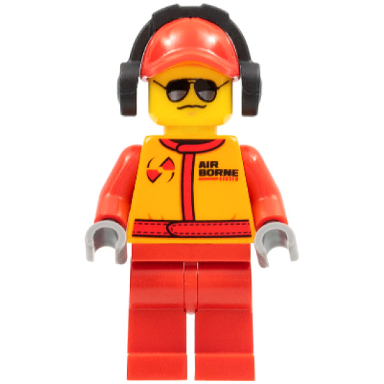 Monster Truck Mechanic, Racing Suit with Airborne Spoilers Logo, Red Cap with Hole, Headphones, Black and Silver Sunglasses – ГРАДСКИ