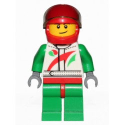 Race Car Driver, White Racing Suit with Octan Logo, Red Helmet with Trans-Brown Visor, Crooked Smile with Brown Dimple – ГРАДСКИ
