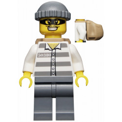 Police - Jail Prisoner 50380 Prison Stripes, Dark Bluish Gray Legs, Dark Bluish Gray Knit Cap, Backpack, Mask – ГРАДСКИ