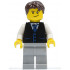 Black Vest with Blue Striped Tie, Light Bluish Gray Legs, White Arms, Dark Brown Short Tousled Hair, Crooked Smile – ГРАДСКИ