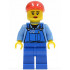 Overalls with Tools in Pocket Blue, Red Short Bill Cap, Eyelashes and Red Lips – ГРАДСКИ