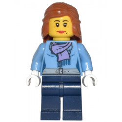 Medium Blue Jacket with Light Purple Scarf, Dark Blue Legs, Dark Orange Female Hair Mid-Length – ГРАДСКИ