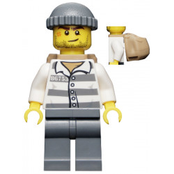Police - Jail Prisoner 86753 Prison Stripes, Dark Bluish Gray Knit Cap, Backpack, Crooked Smile and Scar – ГРАДСКИ
