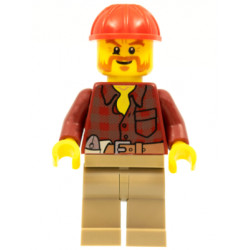 Flannel Shirt with Pocket and Belt, Dark Tan Legs, Red Construction Helmet, Beard – ГРАДСКИ