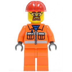 Construction Worker - Orange Zipper, Safety Stripes, Orange Arms, Orange Legs, Red Construction Helmet, Beard and Safety Goggles – ГРАДСКИ
