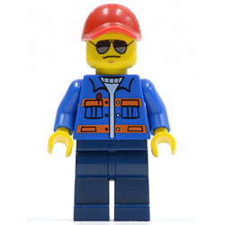 Blue Jacket with Pockets and Orange Stripes, Dark Blue Legs, Red Cap with Hole, Sunglasses, NO Back Print – ГРАДСКИ