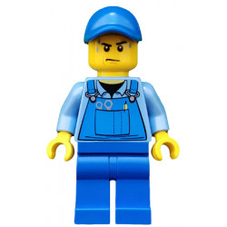 Overalls with Tools in Pocket Blue, Blue Cap with Hole, Sweat Drops – ГРАДСКИ