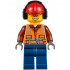 Construction Worker - Male, Orange Safety Vest, Reflective Stripes, Reddish Brown Shirt, Dark Blue Legs, Red Construction Helmet with Black Ear Protectors / Headphones, Safety Glasses – ГРАДСКИ
