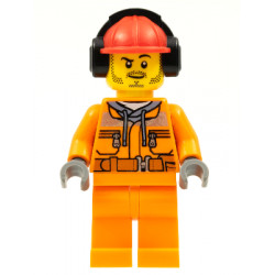 Construction Worker - Male, Orange Safety Jacket, Reflective Stripe, Sand Blue Hoodie, Orange Legs, Red Construction Helmet with Black Ear Protectors / Headphones, Stubble – ГРАДСКИ