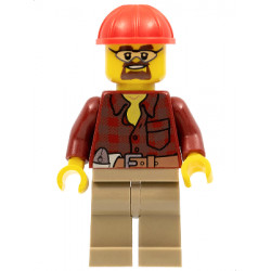 Flannel Shirt with Pocket and Belt, Dark Tan Legs, Red Construction Helmet, Safety Goggles – ГРАДСКИ