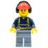 Construction Worker - Male, Shirt with Harness and Wrench, Sand Blue Legs, Red Construction Helmet with Black Ear Protectors / Headphones, Sweat Drops – ГРАДСКИ