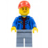Blue Jacket over Dark Red V-Neck Sweater, Sand Blue Legs, Red Cap with Hole, Smirk and Stubble Beard – ГРАДСКИ