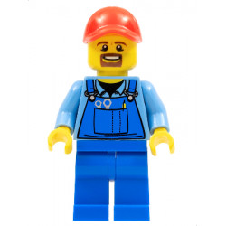 Overalls with Tools in Pocket Blue, Red Cap with Hole, Brown Moustache and Goatee – ГРАДСКИ
