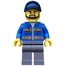 Blue Jacket with Pockets and Orange Stripes, Dark Bluish Gray Legs, Dark Blue Cap with Hole, Black Beard – ГРАДСКИ
