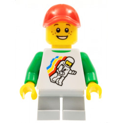 Classic Space Minifigure Floating Pattern, Light Bluish Gray Short Legs, Red Cap with Hole – ГРАДСКИ