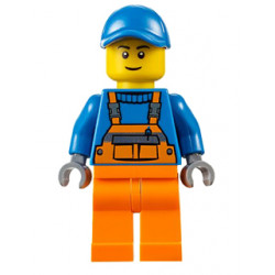 Overalls with Safety Stripe Orange, Orange Legs, Blue Short Bill Cap, Thin Grin – ГРАДСКИ