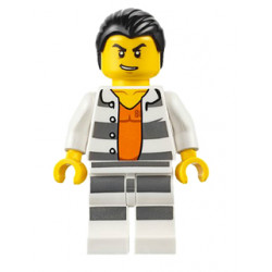 Police - Jail Prisoner Shirt with Prison Stripes and Orange Undershirt, Striped Legs, Hair Combed – ГРАДСКИ