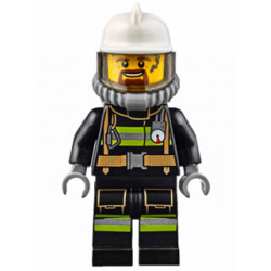 Fire - Reflective Stripes with Utility Belt, White Fire Helmet, Breathing Neck Gear with Air Tanks, Trans-Brown Visor, Goatee – ГРАДСКИ