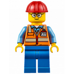 Orange Safety Vest with Reflective Stripes, Blue Legs, Red Construction Helmet, Glasses (TV Tower Technician) – ГРАДСКИ