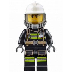 Fire - Reflective Stripes with Utility Belt, White Fire Helmet, Breathing Neck Gear with Air Tanks, Trans-Brown Visor, Sweat Drops – ГРАДСКИ
